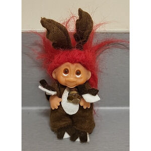 VTG DAM 1995 Troll Reindeer in Removable Felt Costume Christmas collector 3 inch